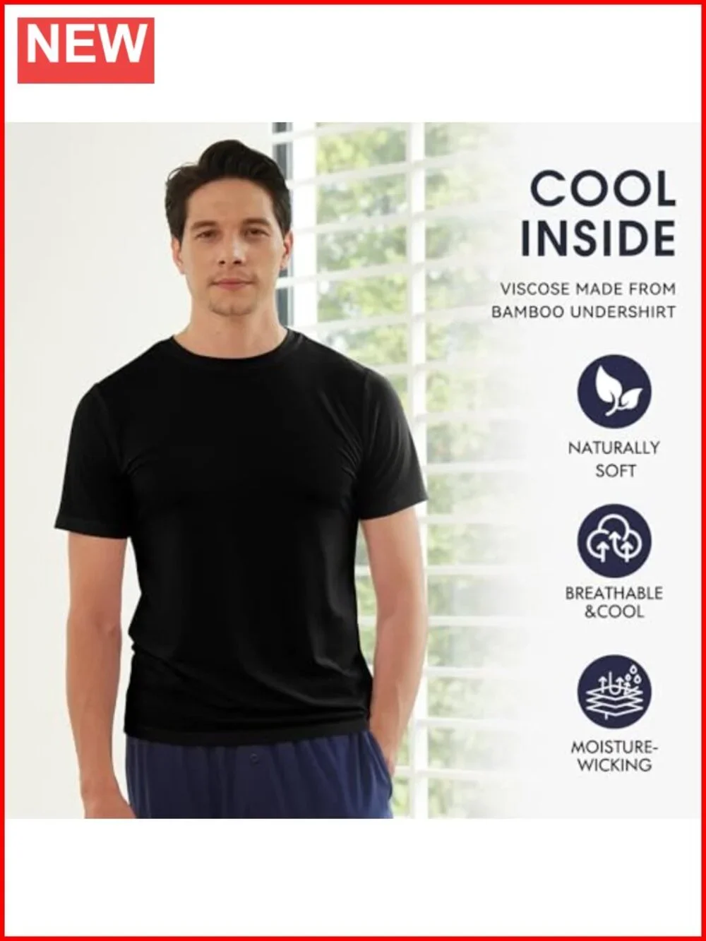 Men's Moisture Wicking Crewneck Undershirts 6-Pack, Breathable Stretch Tees
